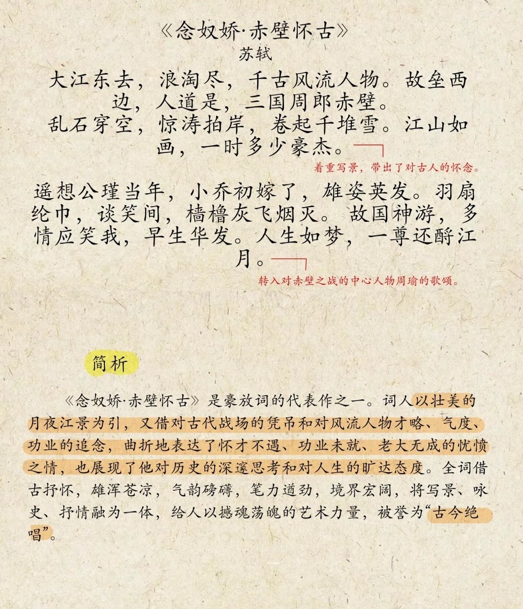 念奴娇赤壁怀古，古典文学壮美画卷的壮丽缩影