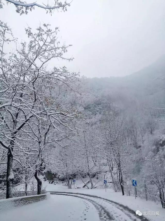 北京佛爷顶雪花纷飞开启冬日模式